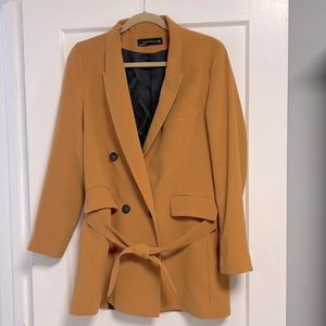 Zara mustard blazer with belt - size M